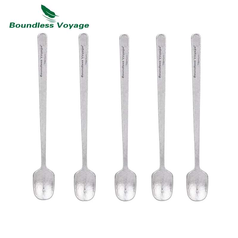 Boundless voyage titânio mini colher de café cocktail mexendo colheres para café chá sobremesa sorvete cappuccino 5 peças embaladas
