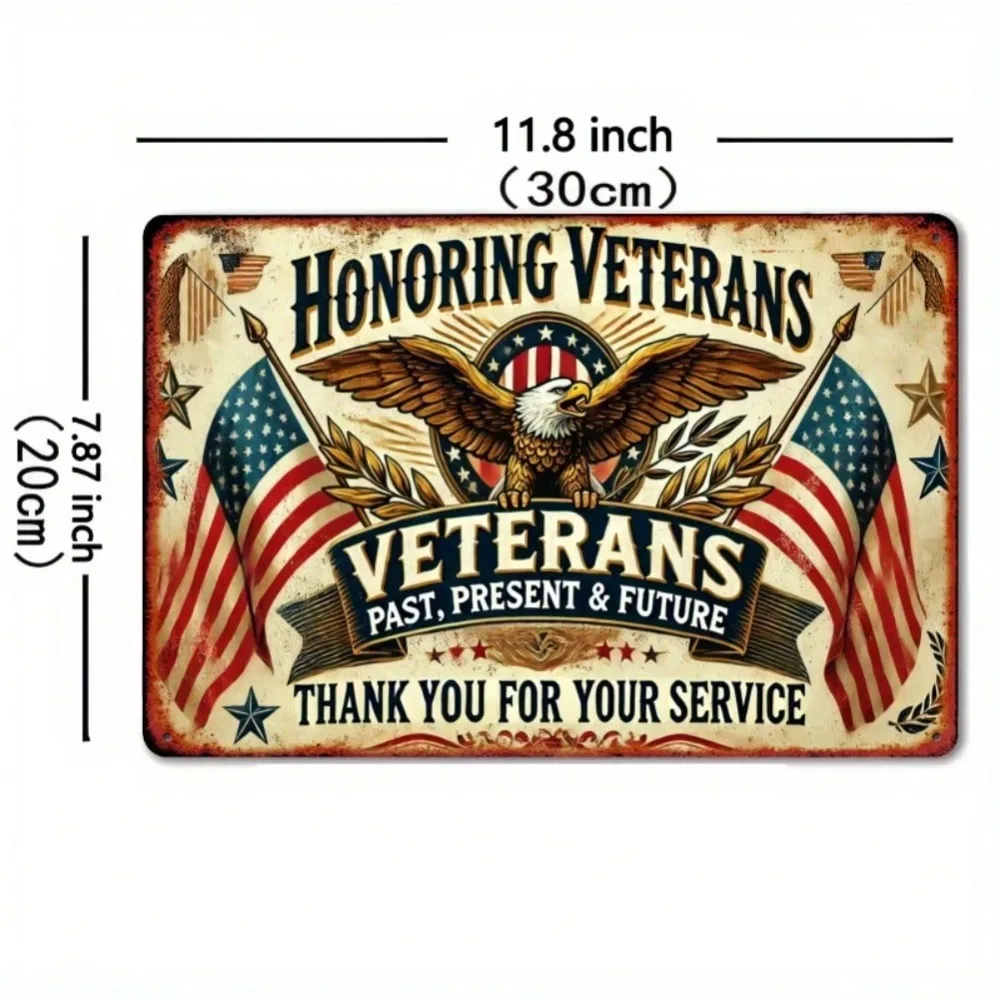 Veterans Day Tin Sign 12x8 Inch Retro Wall Decor for Office Memorial Events Home