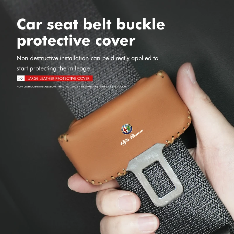 For Alfa Romeo Car Seat Belt Buckle Cover Anti-Scratch Protective Case Giulietta GT 159 147 156 Mito Brera Giulia Spider F1 view 3