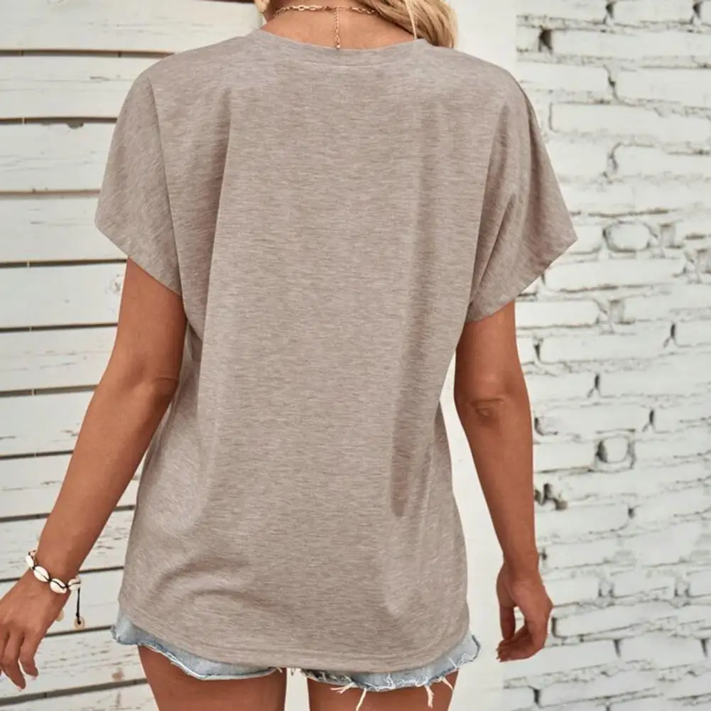 Buttons Half Placket T-shirt Summer Stretchy T-shirt for Women Stylish Women's Summer O-neck Buttoned T-shirt for Streetwear