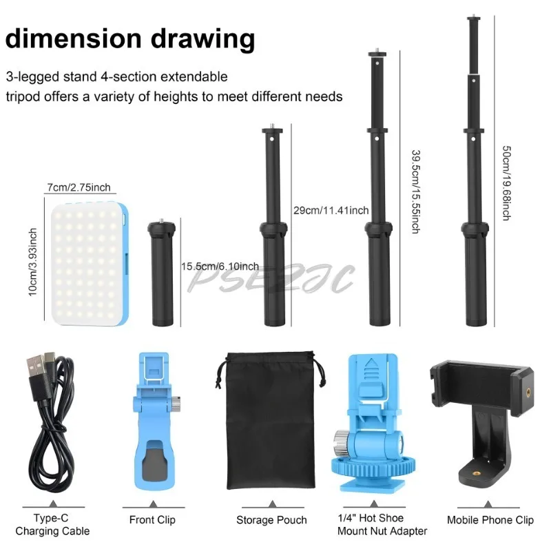 LED Selfie Triangle Stand Light Mobile Phone Fill Light 2500mAh Portable Clip on Light for Live Video Shootingble