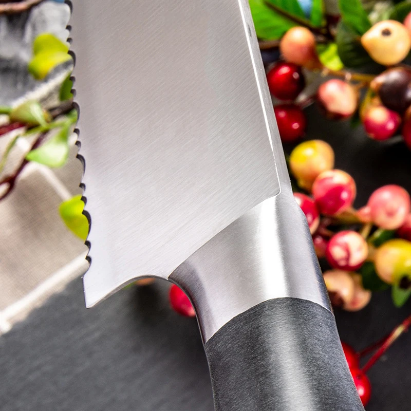 Stainless Steel Chef Knife Meat Cleaver Kitchen Knives Cooking Tools Serrated Frozen Meat Knife