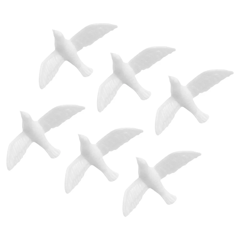 6 Pcs Little White Pigeon Model Birds Mini Figurines Miniature Decorations Resin for Crafts The Party