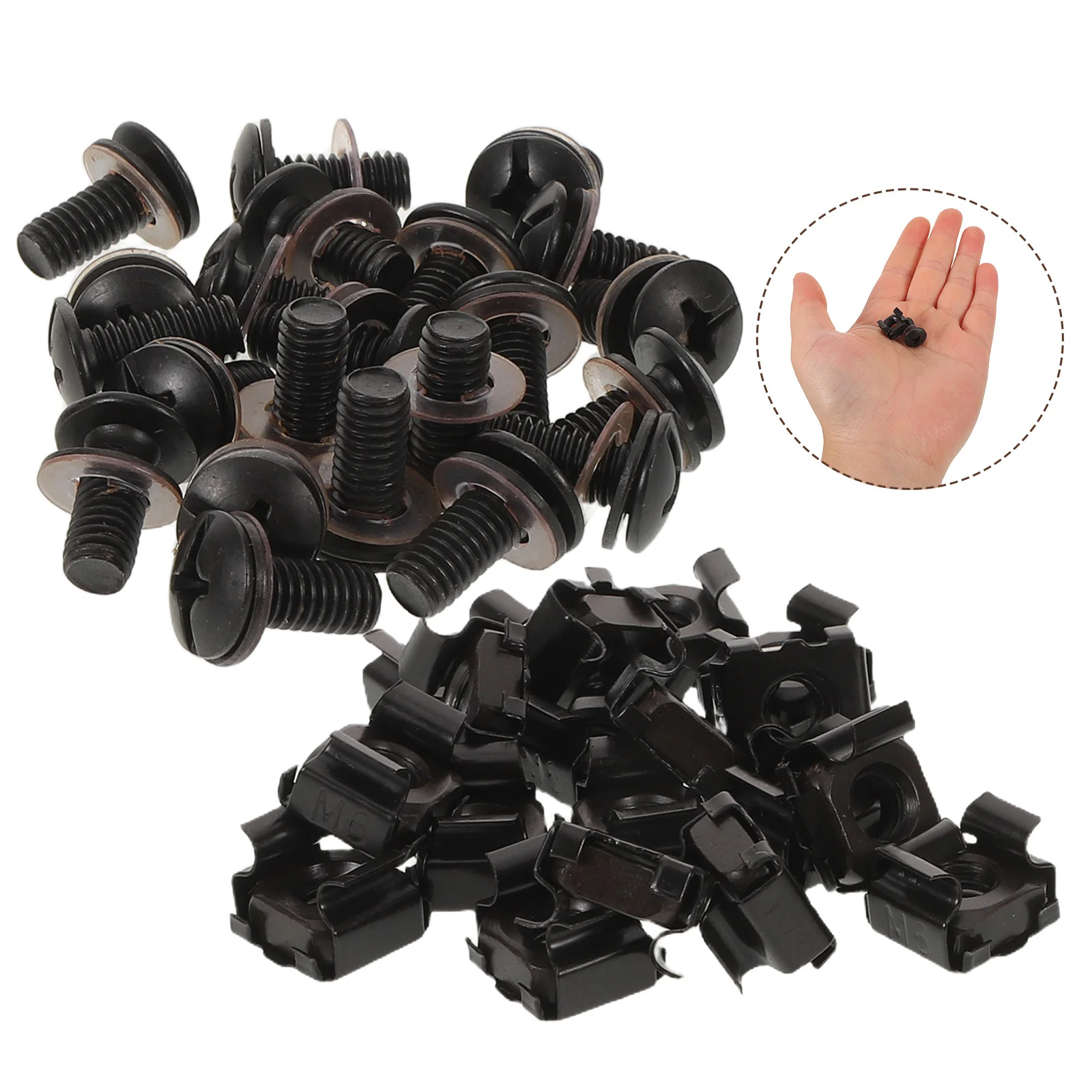 

40pcs Rack Mount M6 X 14Mm High Strength Black For Server Cabinets Network Racks Audio Equipment Cage Nuts Washers Rack Shelf