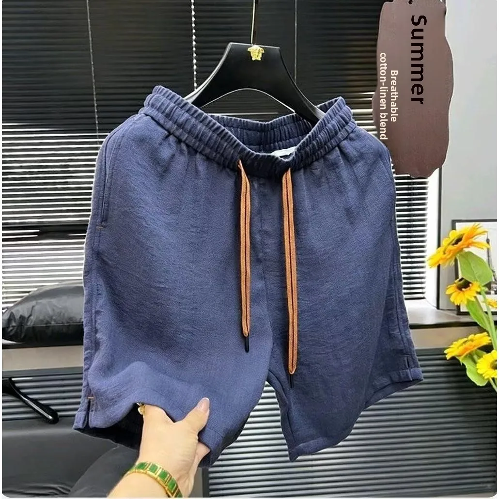 Summer Thin Bubble Quick Dry Casual Shorts Men's Simple High-End Loose Versatile Breathable Five-Quarter Length Pants
