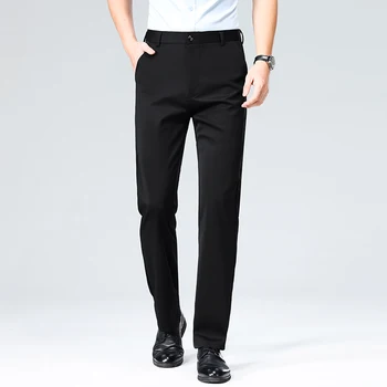 High-stretch fabric men's business trousers suitable for all seasons, featuring an elastic waistband and classic office/work for 4 High-stretch fabric men's business trousers suitable for all seasons, featuring an elastic waistband and classic office/work for 4