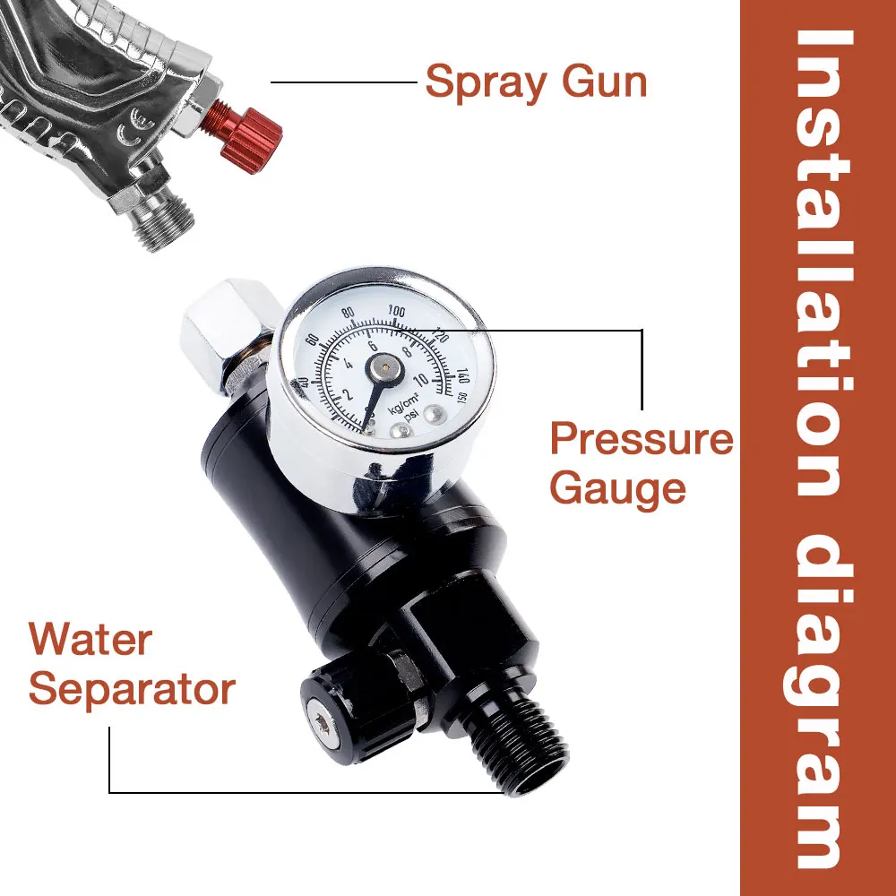 Spray Gun Air Pressure Regulator With Oil And Water Separator, G1/4 Standard Thread, Paint Spray Gun Regulator, General Air Tool