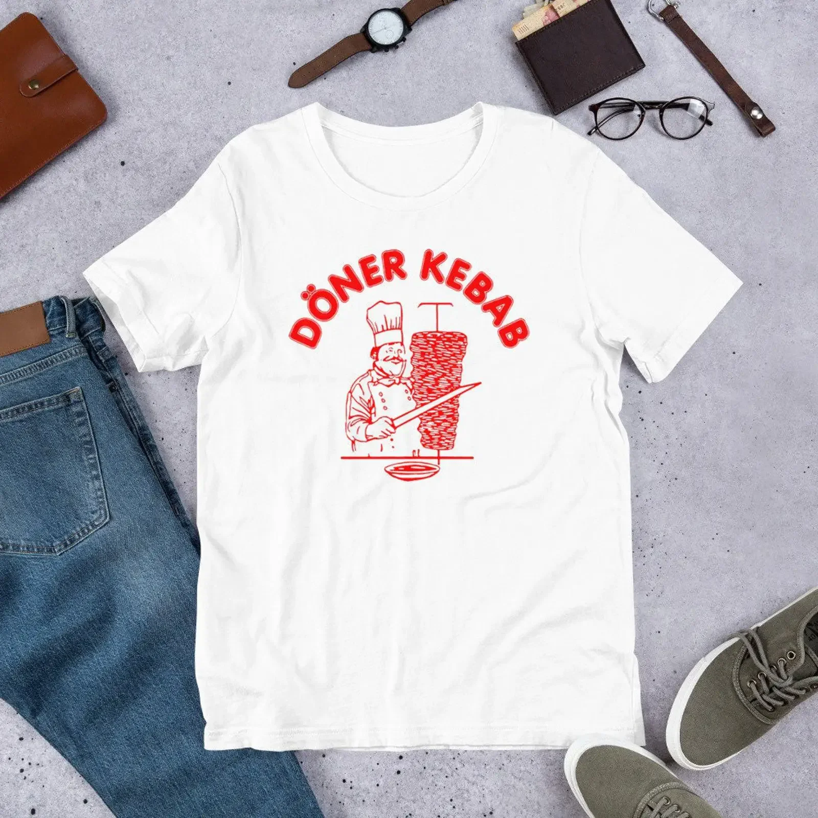 Funny Turkish Döner Kebab Chef T Shirt Casual Aesthetic Foodie for Lovers vintage Washed Stylish homme Breathable Comfortable