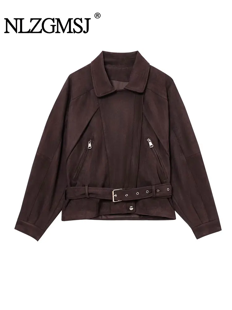 

Весна 202, женская замшевая куртка Iocomotive, пальто с длинными рукавами, модные повседневные уличные куртки на молнии, новая верхняя одежда