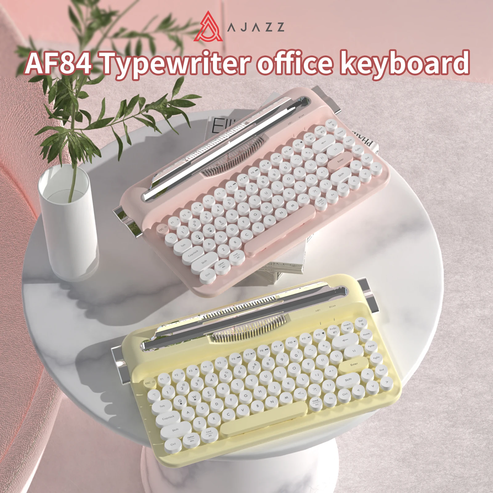 

AJAZZ AF84 wireless Bluetooth-2.4G portable keyboard-retro punk typewriter mechanical keyboard-Cute for Windows/iOS/Android