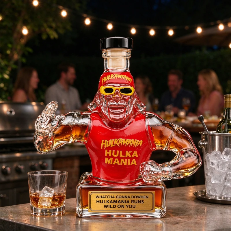 Creative Wrestler Shape Glass Decanter, Novelty Liquor Bottle Decorative Whiskey Container Unique Bar Display Collectible Gift