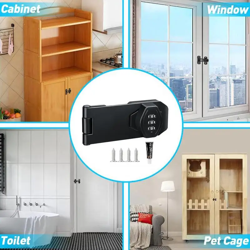 قفل مركب لأبواب الخزانة ، غلق بباب الخزانة ، سبيكة الزنك المنزلية ، بدون مفتاح ، 3 أرقام ، المطبخ