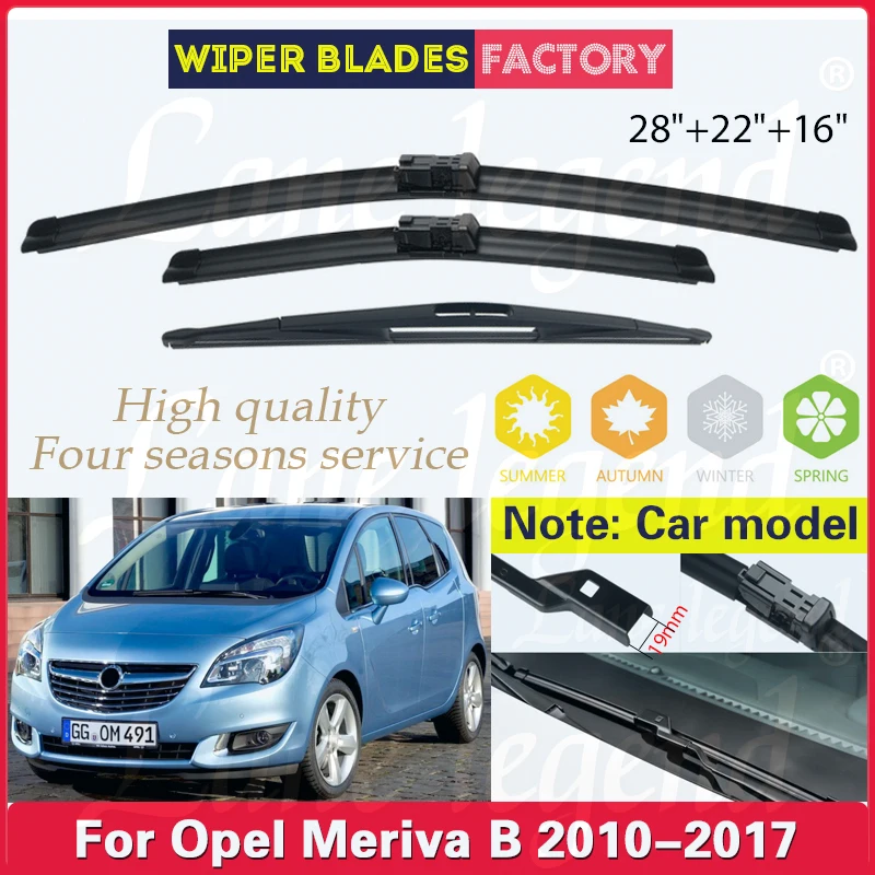 

Wiper Front Rear Wiper Blades Set For Opel Meriva B 2010 - 2017 2016 2015 2014 2013 Windshield Windscreen Rain Brush 28"+22"+16"