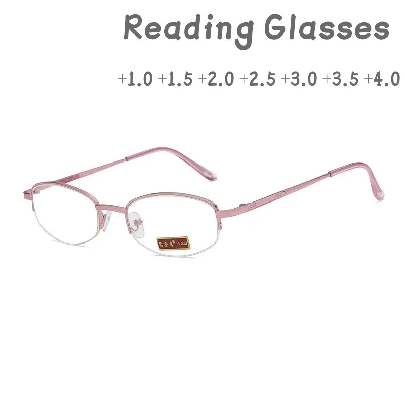 

Metal Alloy Half Frame Reading Glasses Retro Anti-fatigue High Quality Purple Presbyopic Glasses for Women Diopter +1.0 To +4.0