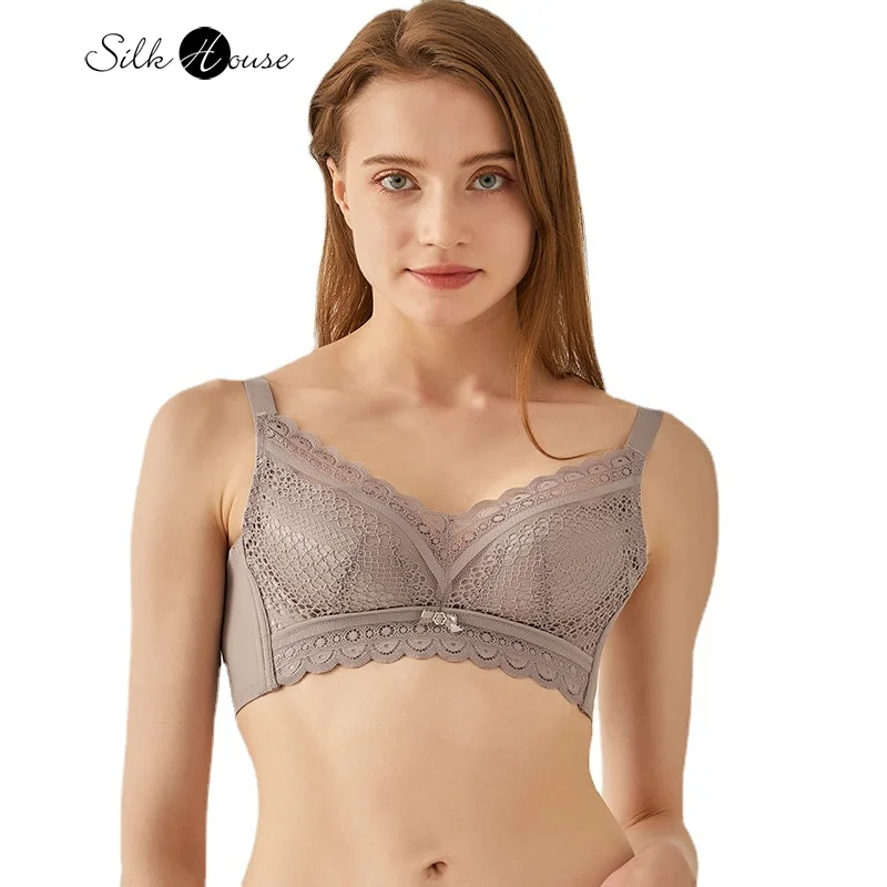 New Cloud Feeling Cotton Adjustable Side Collecting Silk Comfortable and Natural Mulberry Silk Gathering Without Steel Ring Bra