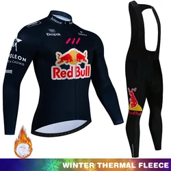 Red Bull Road Bikes Winter Cycling Jersey Men Thermal Fleece Men's Outfit Termal Man Cycle Mtb Clothing Bike Sportswear Set 2024