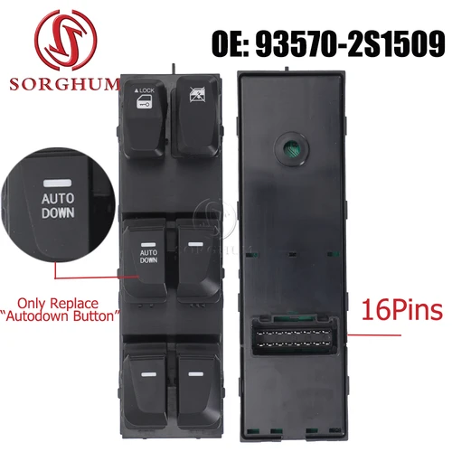 Interruptor de ventanilla eléctrica delantera izquierda, botón de Control automático 93570-2S1509 para Hyundai Tucson IX35 2010 2011 2012 2013 2014 2015
