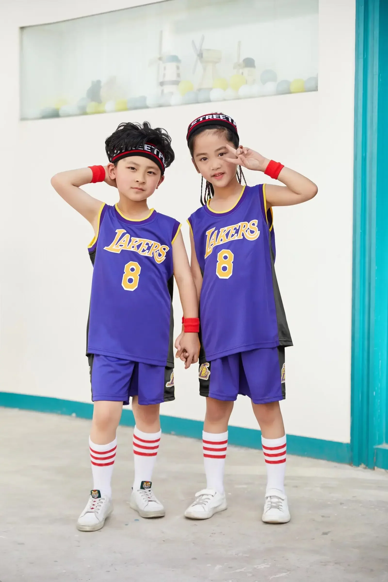 NEW 23/24 boy girl Lakers 8 Basketball Jerseys Children\'s uniform set primary school jersey game team uniform training vest