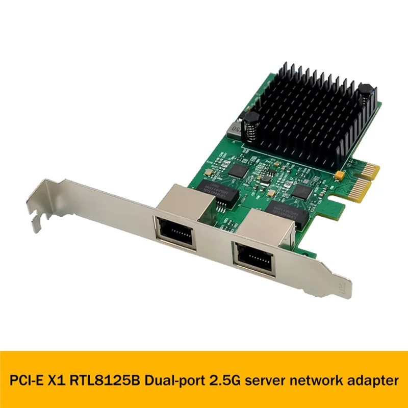 PCI-E X1 2.5G Gigabit Server Network Card RTL8125B Dual-Port Ethernet Network Card Desktop Server Network Card