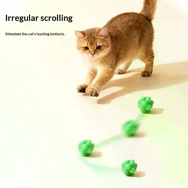 2PCS Cat Chew Toy Bouncy Ball High Elasticity Interactive Bite-resistant Kitten Toy Playing Training Teeth Cleaning Cat Toy