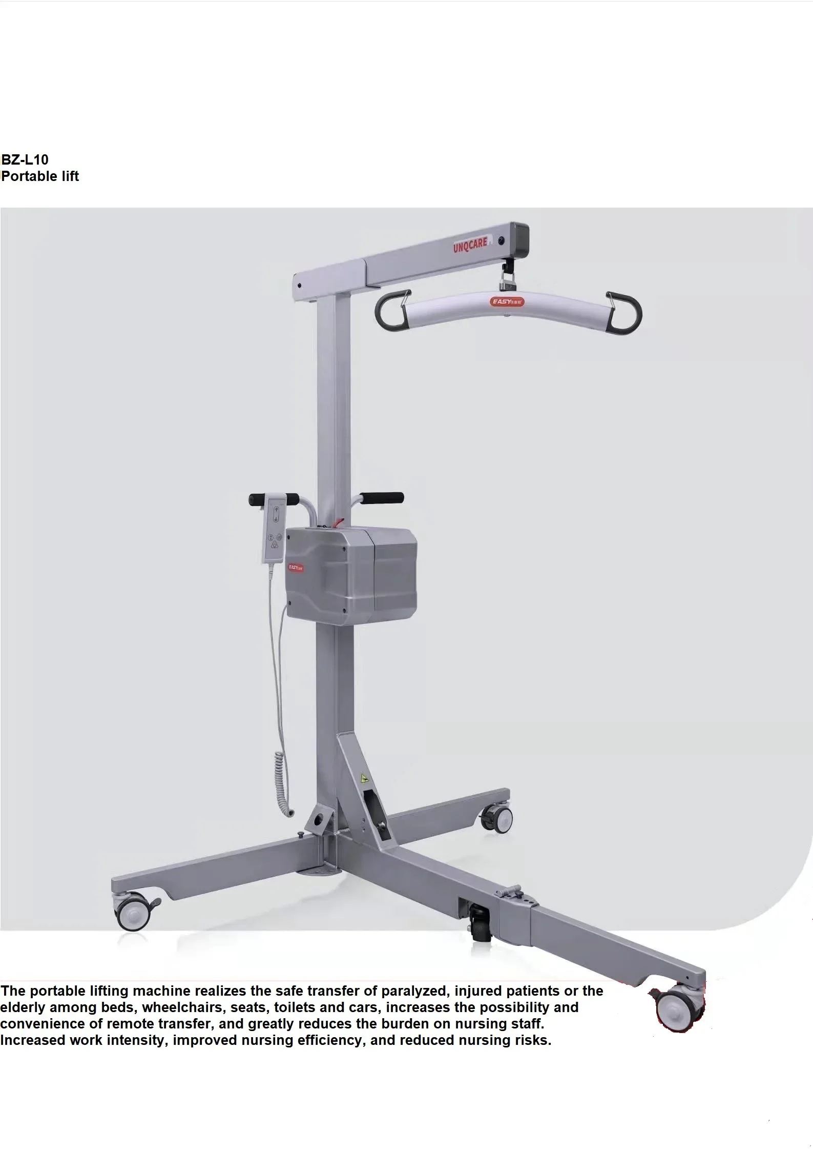 Portable Electric Patient Transfer Lift suitable for daily use convenient to through the door portable easy put in trunk- BZ-L10