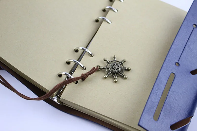 Spiral Notebook Diary Notepad Vintage Pirate Anchors PU Leather Note Book Replaceable Stationery Gift Traveler Journal Album