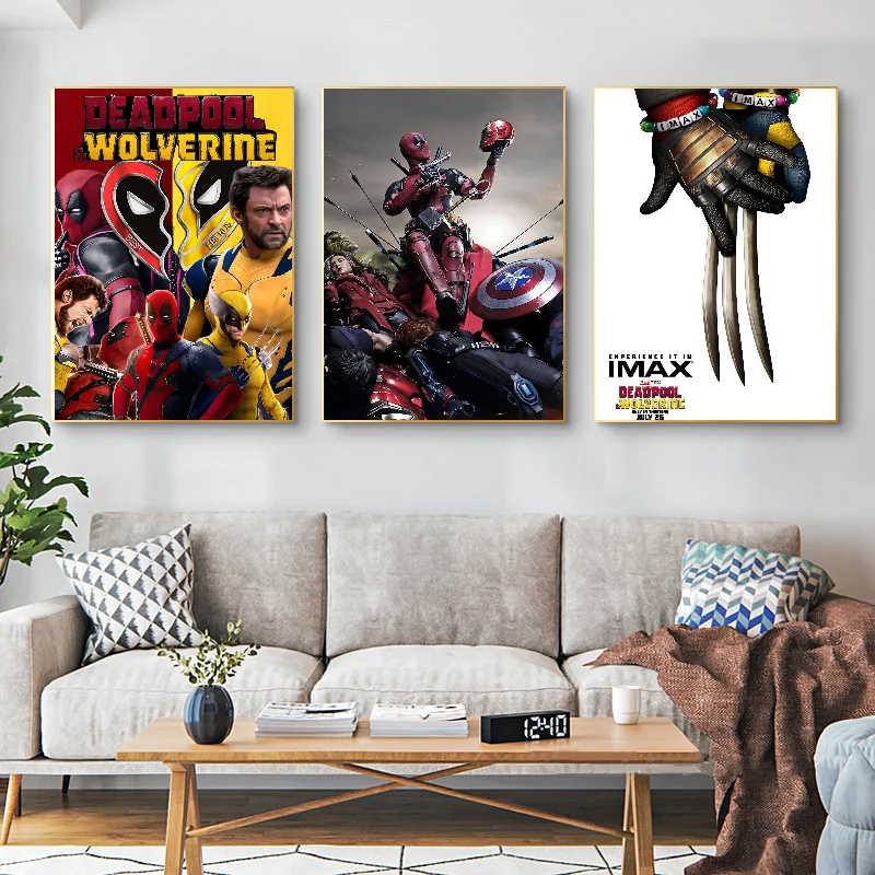 anime D-Deadpool-and W-Wolverine  Poster Self-adhesive Art Waterproof Paper Sticker Coffee House Bar Room Wall Decor