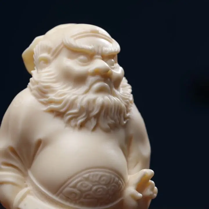 

Genuine Ivory Fruit Demon-subduing Zhong Kui Inviting Wealth Figures Hand Handle To Play Craft Gifts Living Room Ornaments