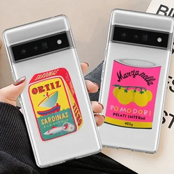 재미 있은 귀여운 핑크 음료 병 정어리 토마토 전화 케이스 Google Pixel 8A 8 Pro 6 6A 5G 7 Pro 7A Clear Soft TPU Cover Fundas