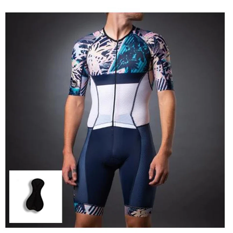 2024 Men's Quick-dry Short Sleeve Cycling Jersey Triathlon Compression Sponge Padded Cycling Skin suit Ropa De Ciclismo Maillot