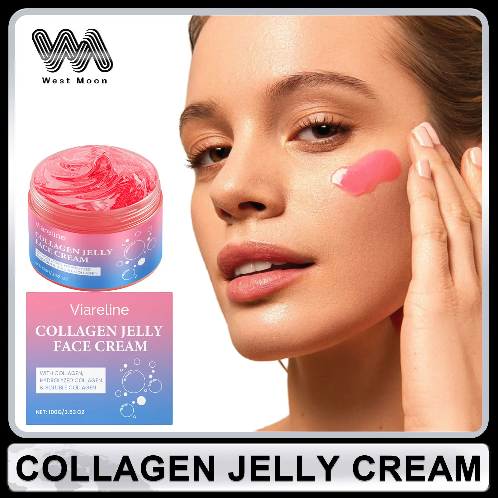 VIARELINE Collagen Jelly Cream Firming Lifting Improve Sagging Skin Shrink Pores Hydrolyzed Collagen Tightening Nourishing Cream