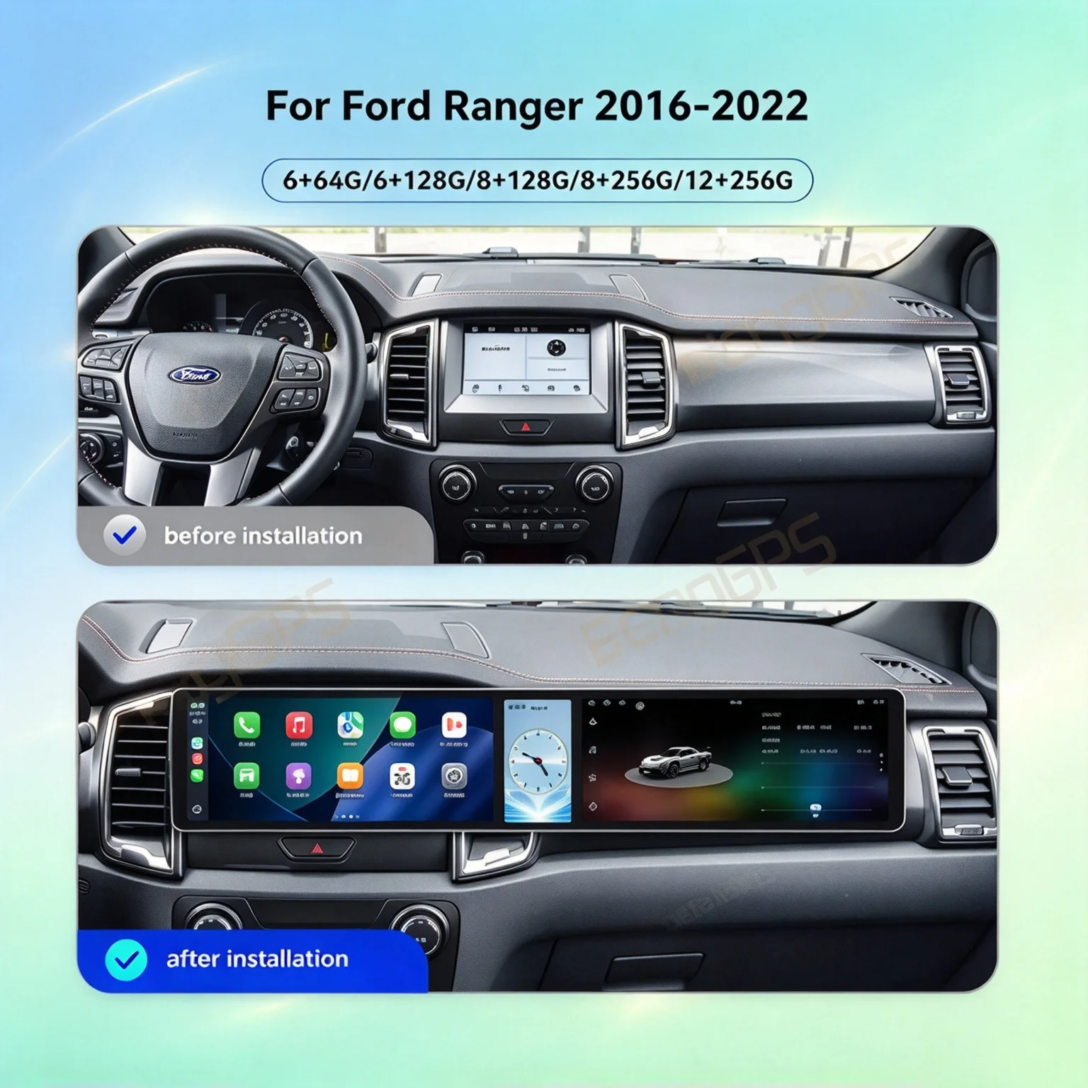 Radio Tape Recorder 12.3 Inch Combined Screen For Ford Ranger 2016-2022 Android 15 GPS Navigation Car Multimedia Player Carplay