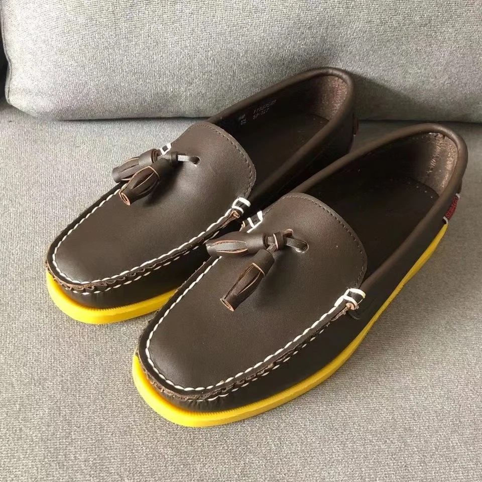 Sebago Men Homme Authentic Docksides Shoes - Premium Leather Moc Toe Boat Shoes 015B
