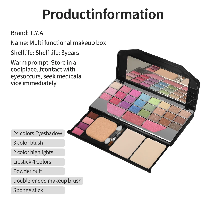 Professional Essential 33 Colors Eyeshadow Palette Blush Lip Gloss Makeup Beauty Cosmetics Glitter Eye Shadow Powder Kit Sets