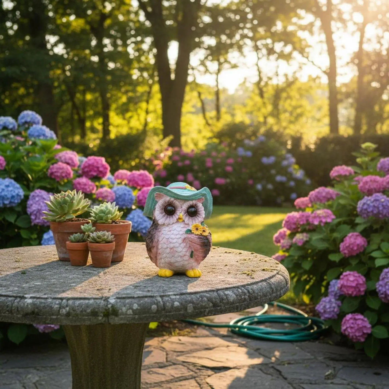 Decorative Resin Owl Ornament Cute Bird Figurine Tabletop Decoration Accessory for Indoor Outdoor Home Decor