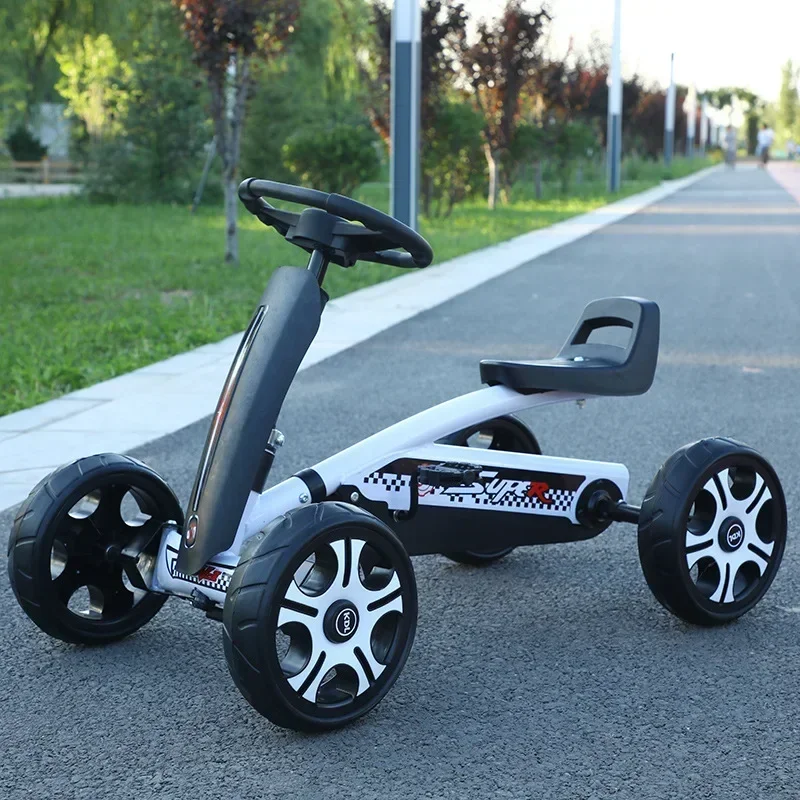 

Go Kart, 10-Inch Pedal Kart, Music Light Racing Kart for Kids Outdoor Fun