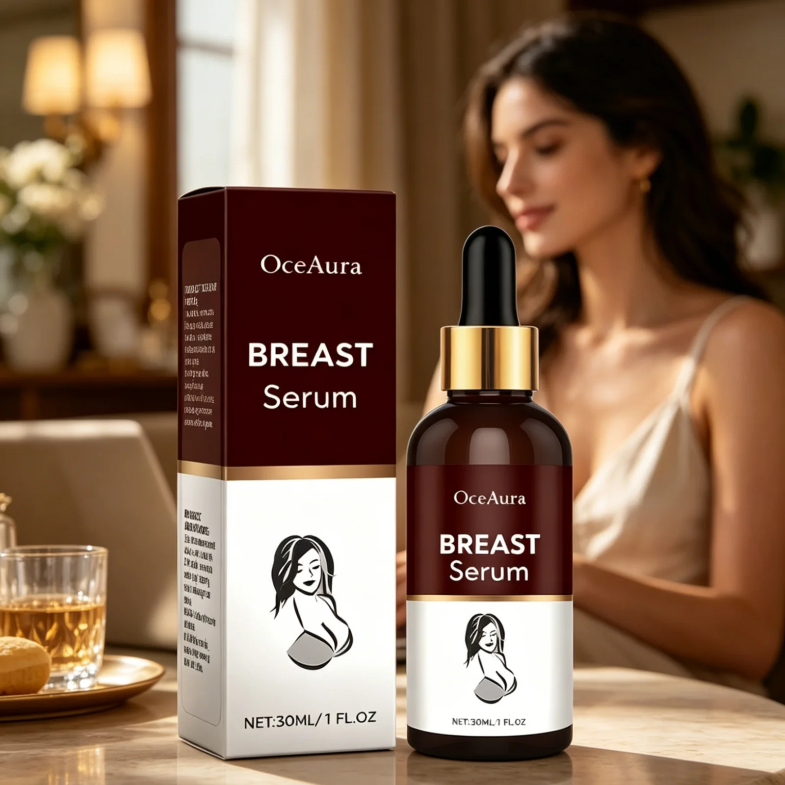 OceAura Breast Care Serum Lifting Skin Firming Anti Sagging Deep Nourishing Hydrating Gentle Formula Breast Essential Serum 30ml