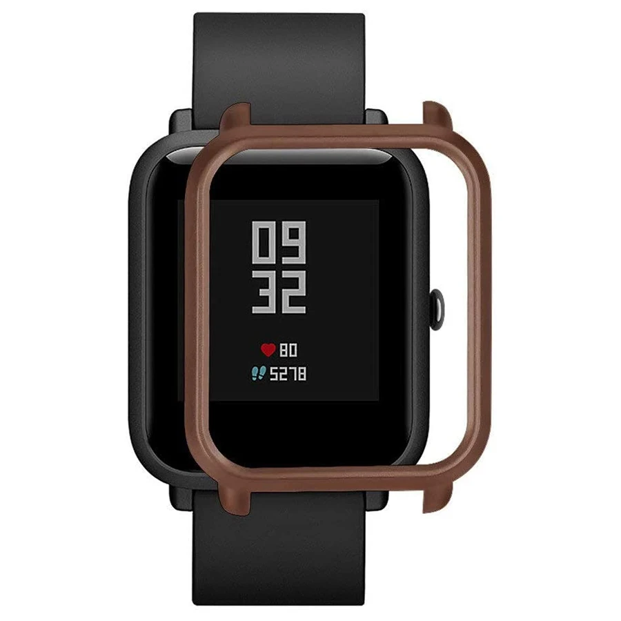 Uhrenschutz – kompatibel mit Xiaomi Huami Amazfit Bip Youth Watch, weiche Silikon-TPU-Hülle – Braun