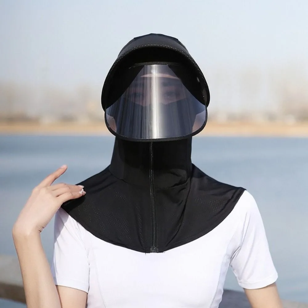 Casual Ice Silk Female Sunshade Hat Neck Guard Face Cover Women Sun Hat Wide Brim Windproof Summer UV Protection Cap Women