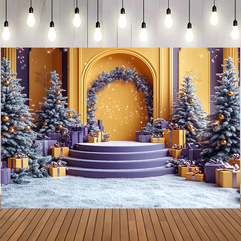 

Happy New Year Christmas day Stage Photography Backdrops Props Family Decorations Festive Prizes Holiday Party Background DC-06