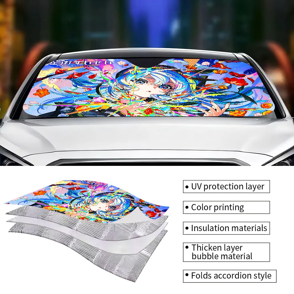 Hoshimachi Suise Anime Windshield Sun Shade For Car SUV Truck Front Window Sun Shade Accessory Visor Protector Shield Cover