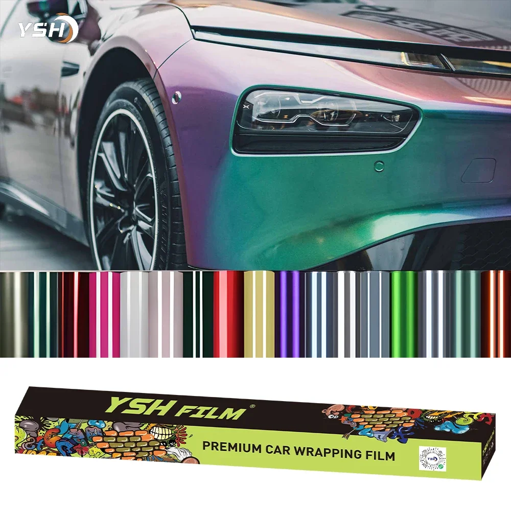 2025 Chamäleon-Autofolien, Vinylverpackung, selbstklebendes PET-PVC, bunte, matte Tönung, austauschbare Tönungsfolie