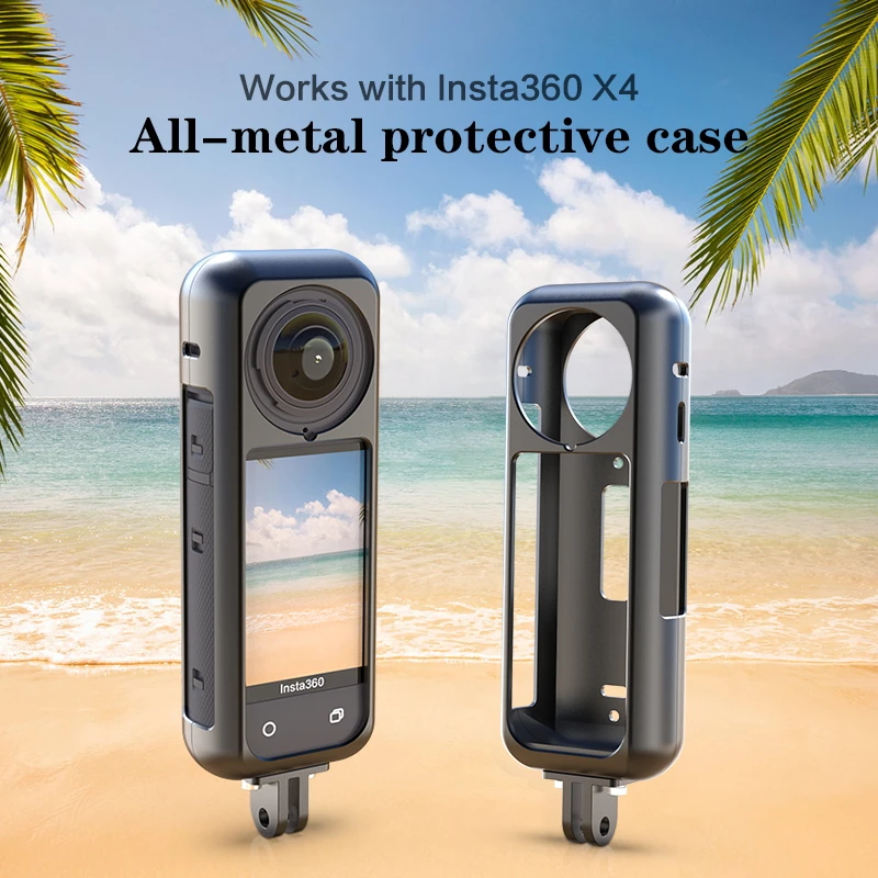 Metal Protective Cage For Insta360 X4 Sports Camera All-round Anti-drop Housing Frame with Lens Protector Cover