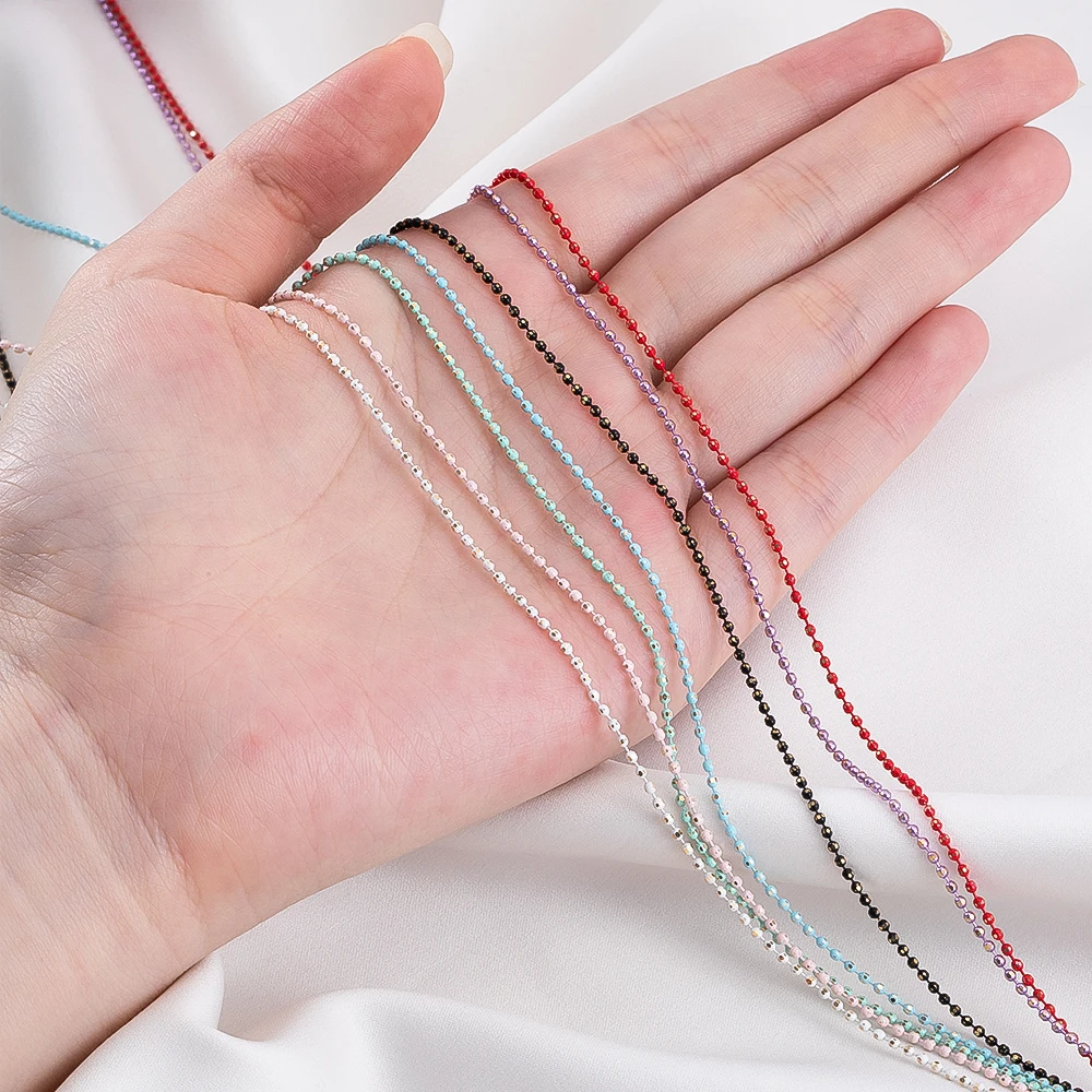 1/5meter Colorful Crystal Beads Chains 1.5mm Copper Beaded Chains for DIY Necklace Bracelet Jewelry Making Component Accessories - Image 5