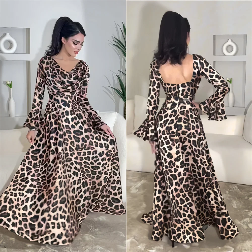 

Prom Dress Saudi Arabia Dearin V-neck A-line Floor Length Skirts Open Back Draped Flouncing Bespoke Occasion Dresses Formal Even