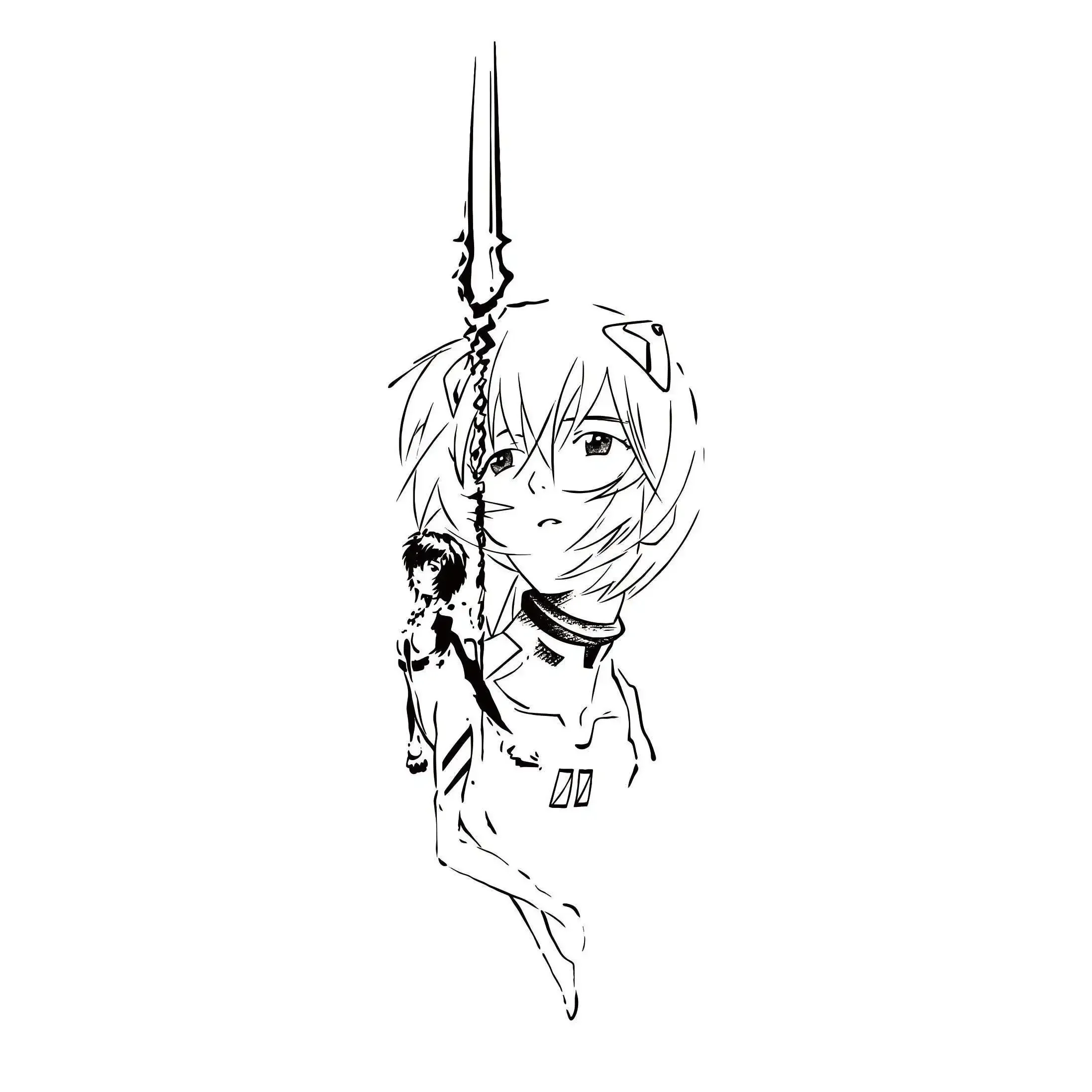 EVA Ayanami Rei Herbal Temporary Tattoo Stickers Realistic Anime Tattoo Decals from Neon Genesis Evangelion Fan Merchandise - view 2