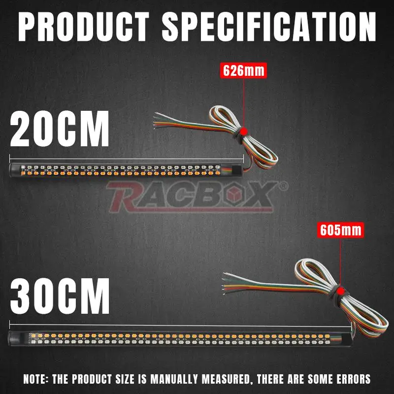 Гибкая светодиодная лента для мотоцикла, стоп-сигнал для глубины 20 см, 60 светодиодов, 30 см, 90 светодиодов
