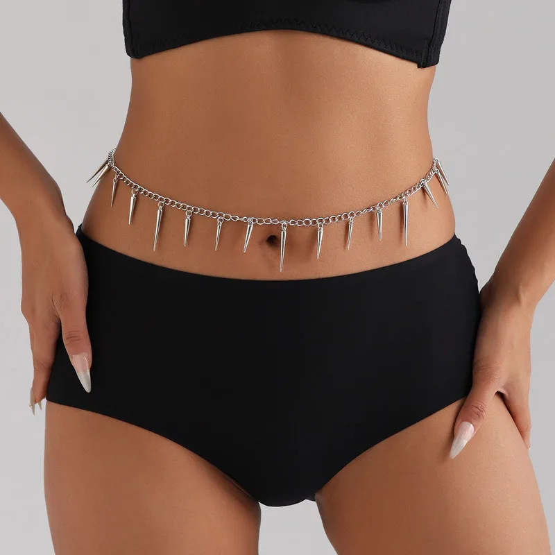 Punk Hip High Waist Chain For Women Silver Color Metal Chain Waistband Party Dress Belts Accessorie