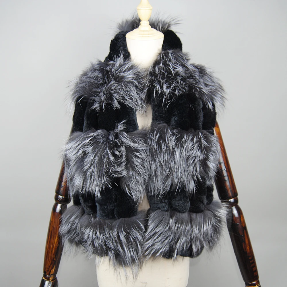 2025 신상 여성 겨울용 따뜻한 정품 여우털 스카프 여성 패션 넥워머 여성 스카프 리얼 렉스 토끼털 스카프