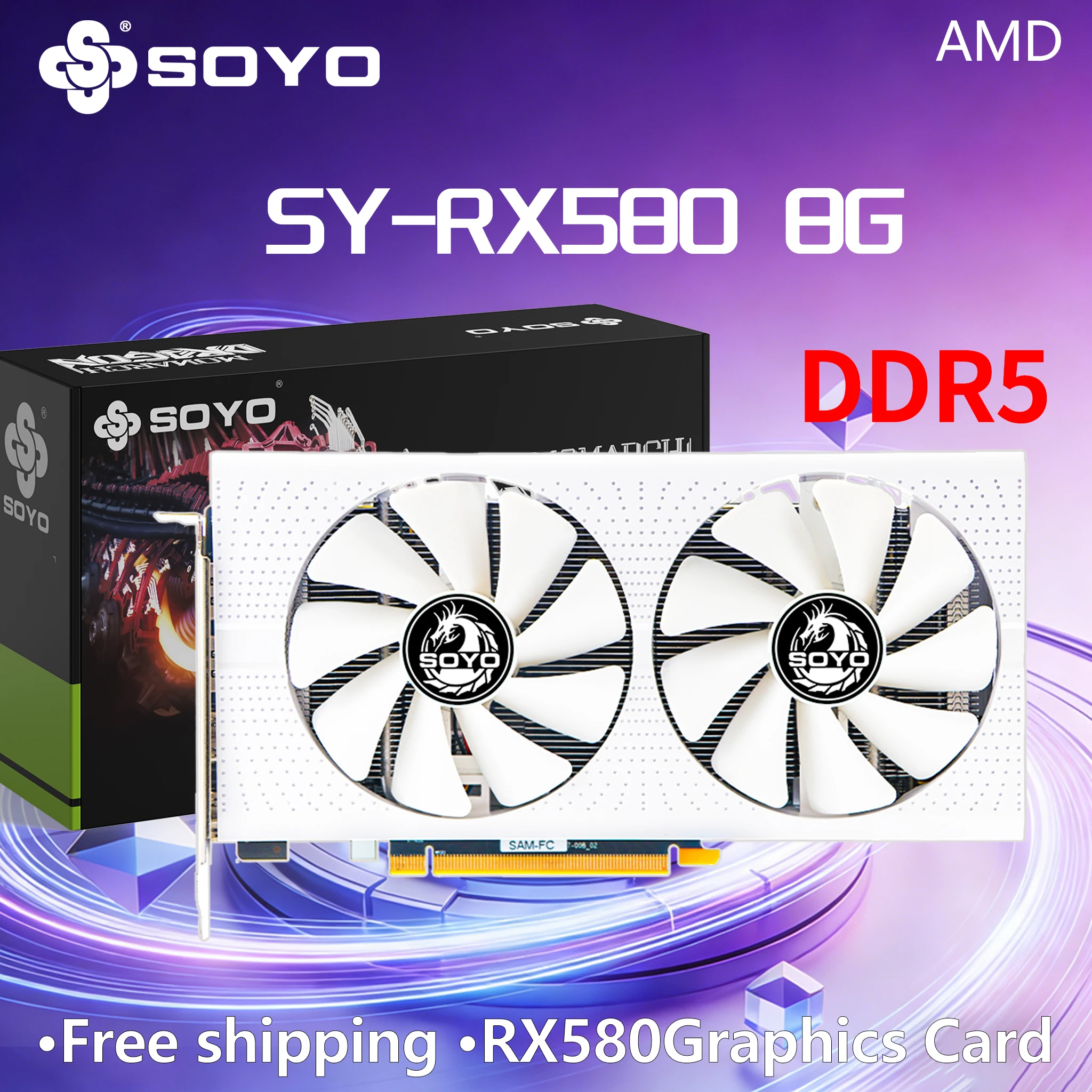 Tarjetas gráficas SOYO Radeon RX580 8GB GDDR5, tarjeta de video para juegos, PCIE3.0x16 GPU, componente para ordenador de escritorio, AMD 256bit HDMI DP